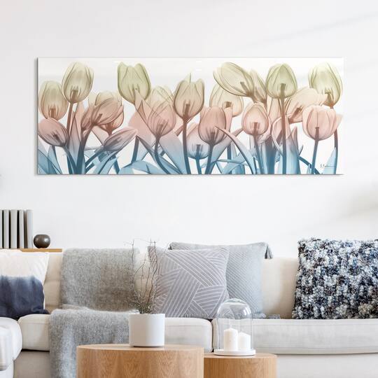 Empire Art Direct 24" x 63" Spring Blooms Frameless Free Floating Printed Tempered Glass Wall Art